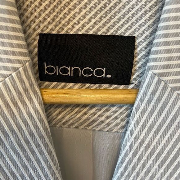 NWOT BIANCA Grey Pinstripe Sleeveless Vest 10 - Picture 5 of 8